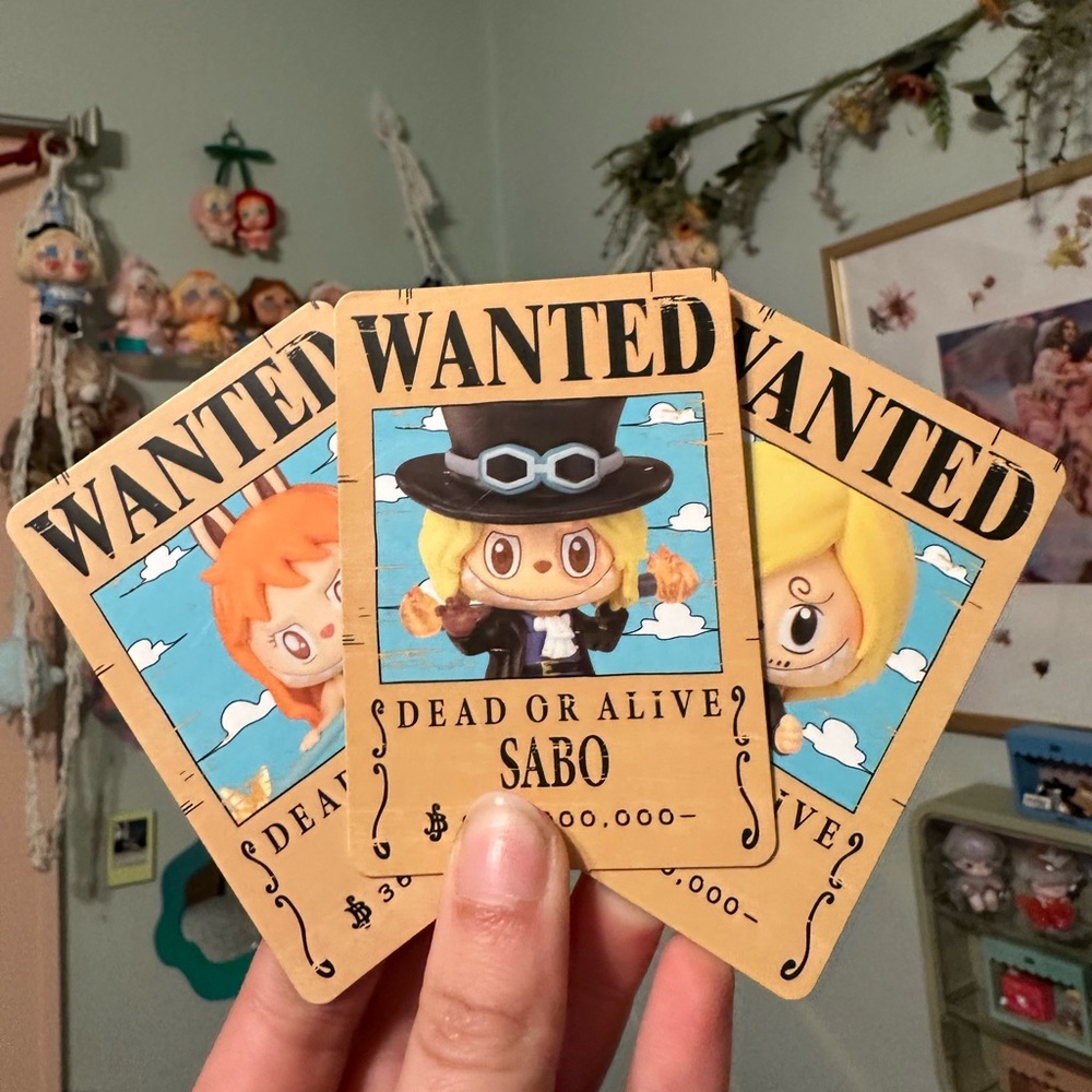 LABUBU x ONE PIECE figure bundle *OPEN,NO BOX* Nami Sanji Sabo W/CARDS (Popmart)
